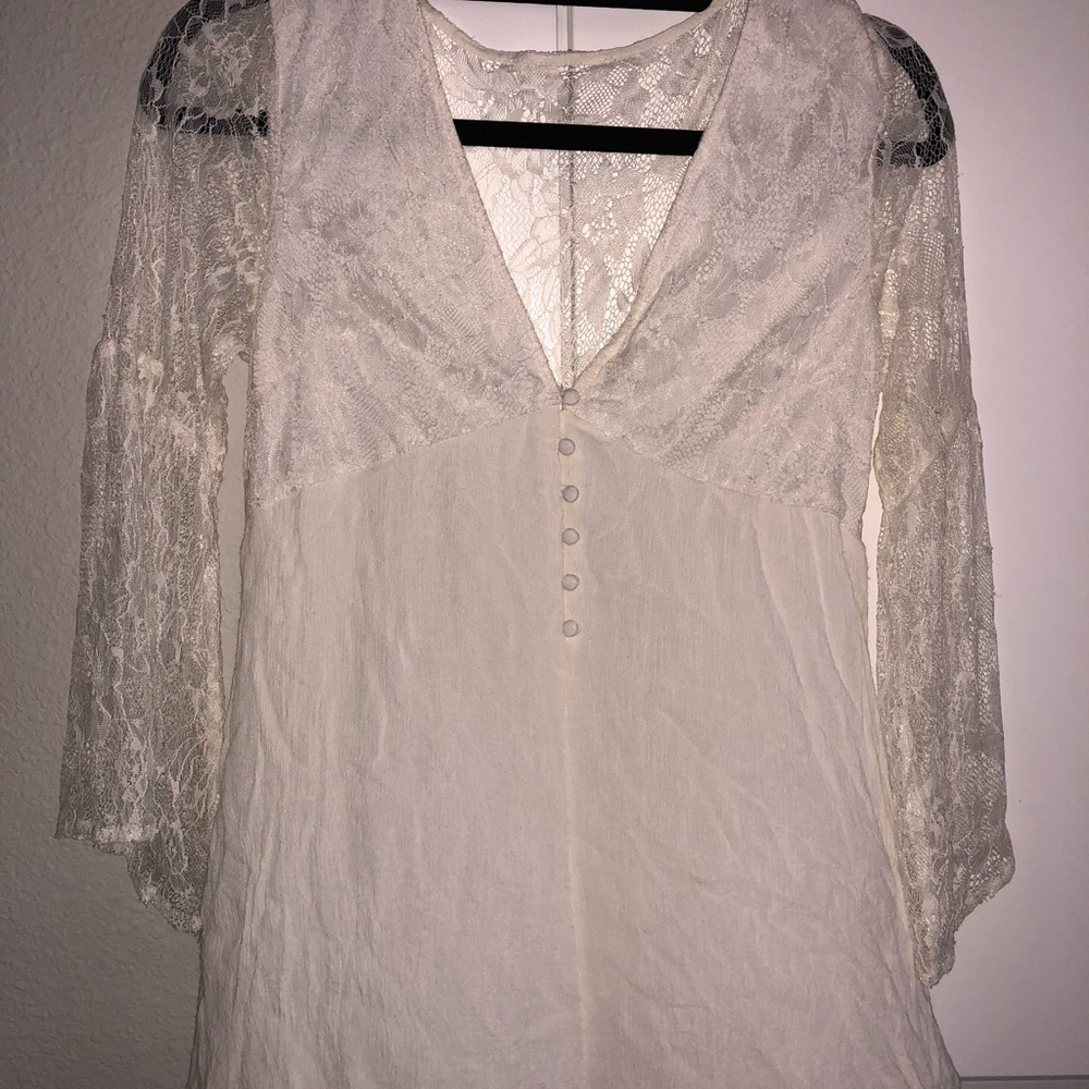 White Lace Long Sleeve Romper